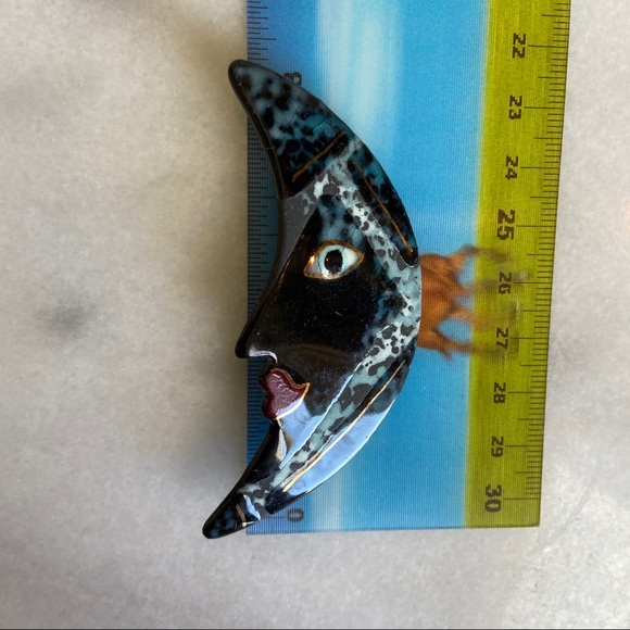 VINTAGE • 90s Witchy Brooch Crescent Moon Hippie Boho Bohemian Wild Woman Lunar - Picture 4 of 5